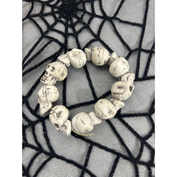 Spookie Set Skulls Spiderwebs Headband Bracelet Pouch Bag Goth Halloween - Picture 4 of 7